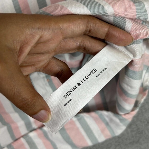 Denim Flower Shirt Mens XL Multicolored‎ Striped Ricky Singr  Button Down - Picture 6 of 10